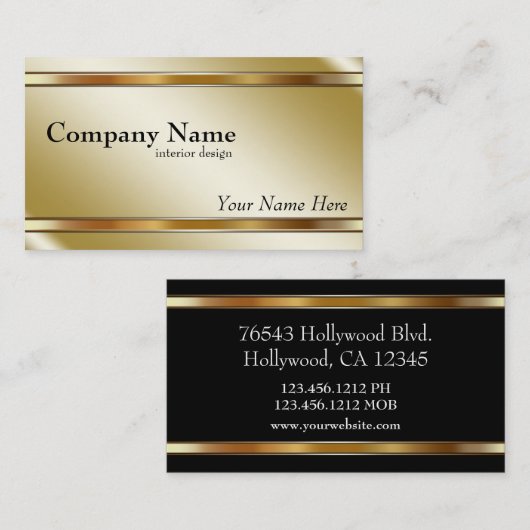 メタリックエレガントシェーディング金ゴールド 名刺 (正面/裏面)