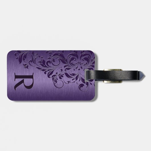 メタリックエレガントパープルテクスチャ&レース ラゲッジタグ (裏面横)