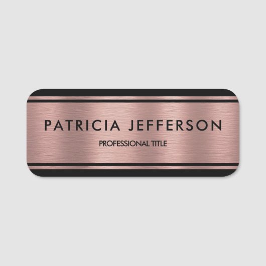 メタリックエレガントピンクとブラック：グラマクラシックラス 名札 (正面)