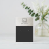 メタリックエレガントブラック銀ロゴイヤリングディスプレイ 名刺 (スタンド正面)