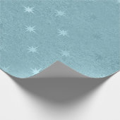 メタリックエレガントブルーのクリスマススターパターン ラッピングペーパー (角)