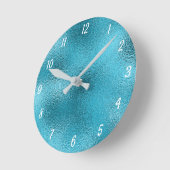 メタリックエレガントブルーシルバー装飾品 ラウンド壁時計 (傾斜)