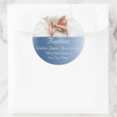 メタリックエレガントブルーネーム男の赤ちゃんバプテスマ ラウンドシール (バッグ)