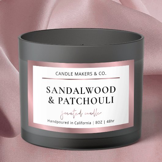 メタリックエレガントブロンズバラ金ゴールドスクリプトキャンドル 長方形シール