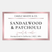 メタリックエレガントブロンズバラ金ゴールドスクリプトキャンドル 長方形シール (正面)