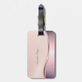 メタリックエレガントモダンピンクフラミンゴ ラゲッジタグ (裏面縦)