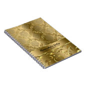 メタリックエレガントモノクロ金ゴールドダマスク&レース ノートブック (右側)