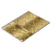 メタリックエレガントモノクロ金ゴールドダマスク&レース ノートブック (左側)