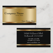 メタリックエレガントルック金ゴールドオン黒 名刺 (正面/裏面)