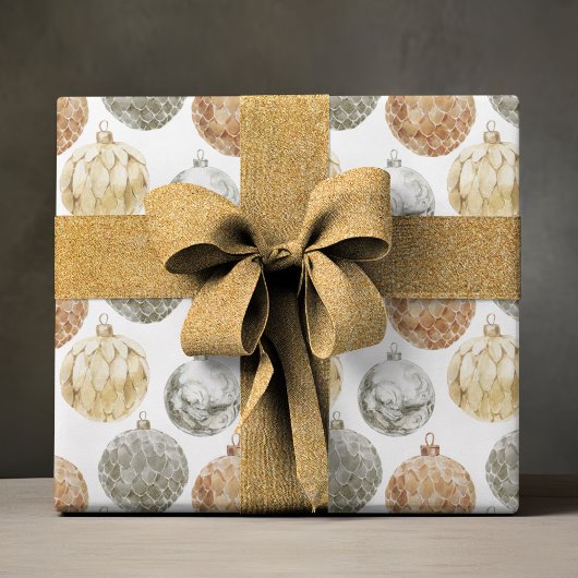 メタリックエレガントヴィンテージクリスマスオーナメント ラッピングペーパーシート