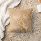 メタリックエレガント赤面ピンクと金ゴールドフローラ クッション (ブランケット)