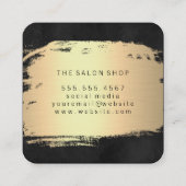 メタリックエレガント金ゴールドと緑豊かなブラックスタイリスト スクエア名刺 (裏面)