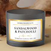 メタリックエレガント金ゴールドスフェイククリプトフォントキャンドルJAR 長方形シール