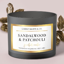 メタリックエレガント金ゴールドスフェイククリプトフォントキャンドルJAR 長方形シール