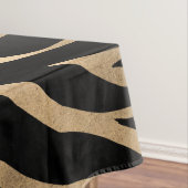 メタリックエレガント金ゴールドゼブラブラックアニマルプリント テーブルクロス (インサイチュ)