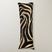 メタリックエレガント金ゴールドゼブラブラックアニマルプリント ボディピロー (正面縦)