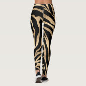 メタリックエレガント金ゴールドゼブラブラックアニマルプリント レギンス (裏面)