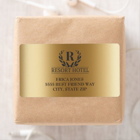 メタリックエレガント金ゴールドロゴ背景の追加 ラベル (インサイチュ)