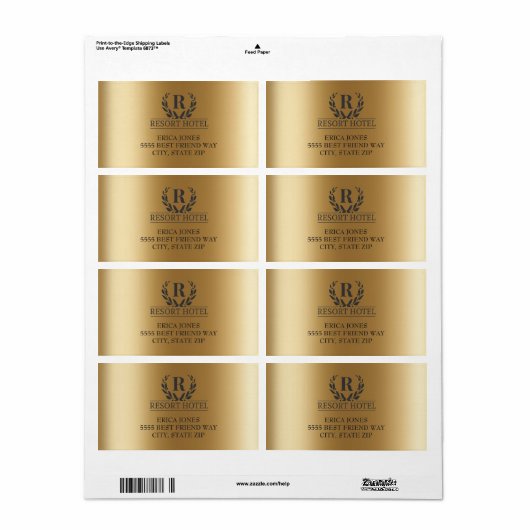 メタリックエレガント金ゴールドロゴ背景の追加 ラベル (フルシート)