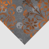メタリックオレンジのダマスクとスカルのデコページ 薄葉紙 (詳細)