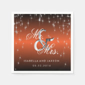 メタリックオレンジスターライトデザイン スタンダードカクテルナプキン (正面)