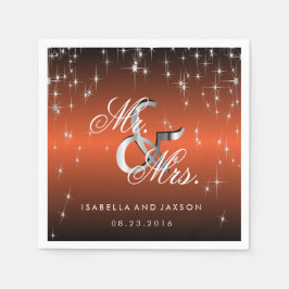 メタリックオレンジスターライトデザイン スタンダードカクテルナプキン