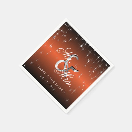 メタリックオレンジスターライトデザイン スタンダードカクテルナプキン (角)