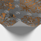 メタリックオレンジダマスクとスカル ラッピングペーパー (角)