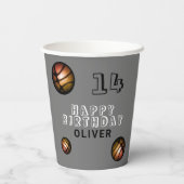 メタリックオレンジバスケットボールバースデーパーティー 紙コップ (裏面)