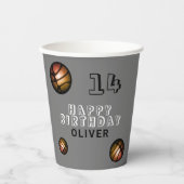 メタリックオレンジバスケットボールバースデーパーティー 紙コップ (正面)