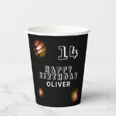 メタリックオレンジバスケットボールバースデーパーティーPap 紙コップ (裏面)