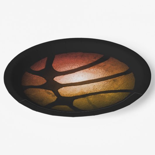 メタリックオレンジバスケットボールボール誕生日紙Pla ペーパープレート (アングル)