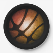 メタリックオレンジバスケットボールボール誕生日紙Pla ペーパープレート (正面)