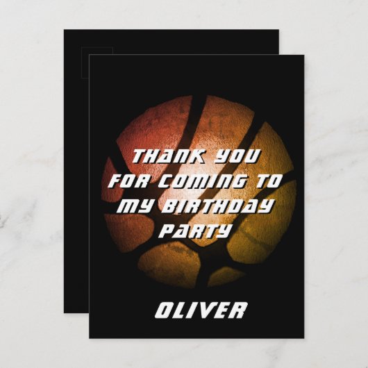 メタリックオレンジバスケットボール誕生日ありがとう ポストカード (正面/裏面)