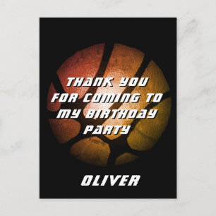 メタリックオレンジバスケットボール誕生日ありがとう ポストカード