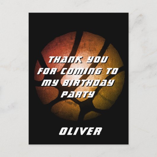 メタリックオレンジバスケットボール誕生日ありがとう ポストカード (正面)