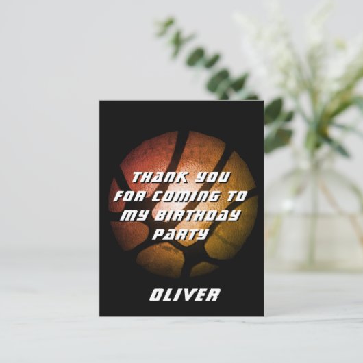 メタリックオレンジバスケットボール誕生日ありがとう ポストカード (スタンド正面)