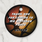 メタリックオレンジ色バスケットボールサンキュー誕生日 フェイバータグ (裏面)