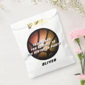 メタリックオレンジ色バスケットボールボール誕生日ありがとう フェイバーバッグ (封をした状態)