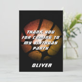 メタリックオレンジ色バスケットボールボール誕生日 サンキューカード (スタンド正面)