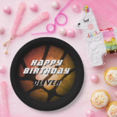 メタリックオレンジ色バスケットボールボール誕生日 ペーパープレート (パーティー)