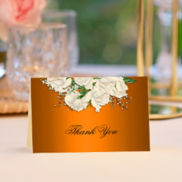 メタリックオレンジ、ブライダル結婚ブーケありがとう サンキューカード