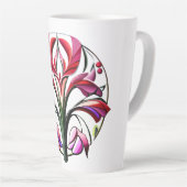 メタリックオーキッド：ピンクと黄色の贅沢 カフェラテマグ (右アングル)