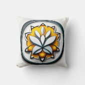 メタリックオーキッド：ピンクと黄色の贅沢 クッション (正面)