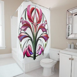 メタリックオーキッド：ピンクと黄色の贅沢 シャワーカーテン