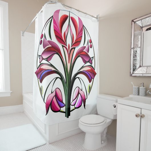 メタリックオーキッド:ピンクと黄色の贅沢 シャワーカーテン (インサイチュ)