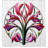 メタリックオーキッド:ピンクと黄色の贅沢 シャワーカーテン (正面)