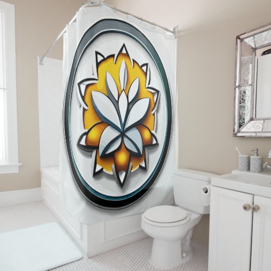 メタリックオーキッド：ピンクと黄色の贅沢 シャワーカーテン (インサイチュ)