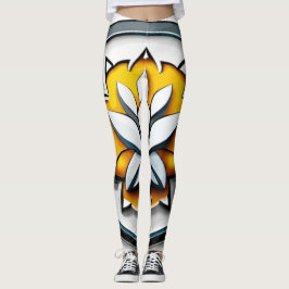 メタリックオーキッド：ピンクと黄色の贅沢 レギンス