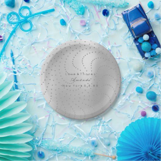 メタリックカスタムスワロフスキークリスタルグレー銀色ドット ペーパープレート (パーティー)